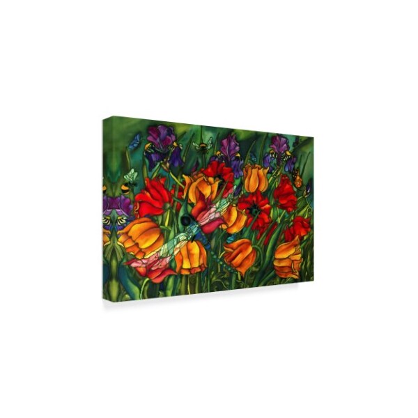 Holly Carr 'Iris Dragonfly And Bees' Canvas Art,16x24